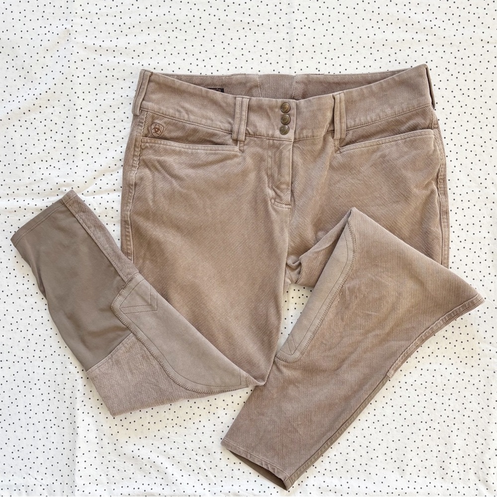 Bundle of 2 Women’s Ariat Corduroy Breeches Size 34R in Taupe Riding Equestrian - Picture 3 of 8